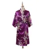 Kadın pijama kadın gevşek stil pijamaları ev uyku aşınma peacock baskısı v yaka gece elbisesi Japon kimono yukata banyo robe yq231012