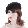 Berets Women Vintage wygląd 100% wełniany pochylenie zimowego beretu czapki pigułki pudełko fascynator spodek tilt czapka formalna A468 231012