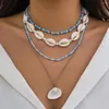 Pendentif Colliers 4pcs Boho Rocailles Perles Shell Chaîne Collier Femmes Vintage Imitation Perle Conque Cou Esthétique Y2K Bijoux Accessoires