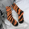 Мужские носки с принтом зебры и тигра Оранжевые мужские мужские женские весенние чулки из полиэстера