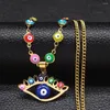 Pendentif Colliers 2023 Acier inoxydable Islam Coloré Turquie Eye Collier Ras Du Cou Or Couleur Chaîne Bijoux Ojo Turco Colgante N5229S04