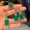 Wedding Jewelry Sets Arrival Emerald Gemstone Necklace Pendant Ring Drop Earrings Women's Luxury Wedding Party Fine Jewelry Statement Gift 231012