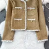 Autumn and Winter High-end Feeling Light Luxury Temperament Small doft grov tweed Woven Jacket Women's Casual Jacket Top