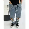 Jeans da donna Estate Blu Vintage Vita alta Strappati Moda Divaricati Gamba larga Pantaloni dritti Pantaloni da strada in denim larghi e larghi