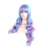 Synthetische pruiken Woodfestival Lang krullend Pruik Ombre Synthetisch haar Pruiken Blauw Roze Mix kleur Lolita Cosplay Dames Pony 80Cm9091995 Dhpbs