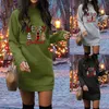 Robes décontractées Femmes Arbre de Noël Sweatershirts Manches longues Légère Midi Pull Robe Femme d'été