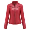 Cuir Femme Faux Femmes Moto Biker Veste À Glissière Automne Printemps Moto 2023 Noir Rouge Café Abricot Chaqueta Cuero Mujer 231011