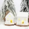 Christmas Toy Supplies Mini Christmas Light Wooden House Kids Gift with Snowflake White Glowing Castle Luminous Christmas Tree R231012