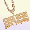 AZ Nom personnalisé Lettres initiales Collier pendentif avec chaîne de corde et chaîne de tennis en argent Gold Couleur bijoux glacée39395106683050