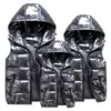 Gilets pour hommes Manwoman enfant gilet d'hiver à capuche brillant coton gilet décontracté sans manches veste chaude pardessus chapeau 231011