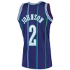 Basketball masculin # 1 LaMelo Ball # 2 Larry Johnson # 24Brandon Miller # 1 Muggsy Bogues Brand Mitchell Ness Teal Draft Pick Jersey blanc noir violet