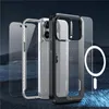 Luxe magnetische transparante Armor Vogue-telefoonhoes voor iPhone 15 Pro Max Stevige buitensport Volledige beschermende zachte bumper Heldere schaal Ondersteunt draadloos opladen