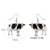 Boucles d'oreilles pendantes en acrylique, 1 paire, Animal mignon, dessin animé, vache, Crochet, tendance 2023, cadeaux amusants de fête à la mode