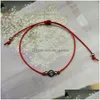 Pulsera hecha a mano de 26 letras Hilo rojo negro Cuerda Cuerda Mujeres Hombres Iniciales Nombre Pulseras ajustables Declaración Pareja Joyero Dhgarden Otbra