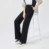 Women's Pants Toyouth Women Casual 2023 Autumn Drawstring Waist Straight Loose Wide-leg Trousers Versatile Daily Black Pant