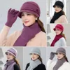 スカーフ2/3pcs/セットレディース温かい厚い女性帽子スカーフセットニットビーニーキャップ冬の帽子編み手袋