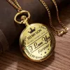 Pocket Watches Antique Steampunk Vintage Roman Numerals Quartz Watch Gold Case Necklace Pendant Clock Chain Men 231011