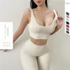 Yoga Outfit 2023 Thread Deep V Back Sports Bra Shockproof Gathering Women's Fitness Tank Top Roupa De Malhar Academia Feminina Crop