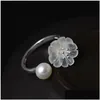 Altri 925 sterling sier cristallo pioggia fiore perla d'acqua dolce naturale anelli di dimensioni aperte per le donne amanti regali anello di dichiarazione etnica J Dh4Cu
