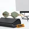 Gafas de sol de diseño de lujo para mujeres y hombres, las mismas gafas de sol que Lisa Triomphe, foto de calle en la playa, pequeñas gafas de sol, montura completa de metal con caja de regalo