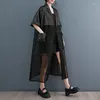 Trench da donna Cardigan traspirante estivo coreano Moda Splice Mesh Protezione solare nera Giacca a vento lunga a maniche corte sottile per cappotto da donna