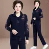 Dwuczęściowe spodnie dla kobiet Spring Autumn Hafting Tracksuit 3 Set Kobiet Kobiet Casual Zip Up T-Shirt Suit Conjunto Femenino 2023