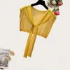 Scarves Charming Small Shawl Candy Color Skin-Touching Women Sunscreen See-through Knitting