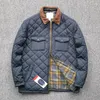 Men's Jackets Winter Men Quilted Diamond Plaid Cotton Jacket Vintage Waterproof With Pocket Cargo Coat Lightweight Clamp