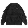 Men's Sweaters Black White Y2K Sweaters Fashion Hip Hop Jumpers Knitted Pullovers Distressed Tassel Sweaters Men Oversized Streetwear J231012