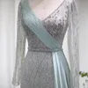 Heavy Industry Mermaid Evening Dresses Chiffon Long Sleeve Beaded Dress AS132