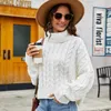 Women's Sweaters Turtleneck White Color Pullovers Sweater Full Sleeves Loose Crop Tops Short Jumpers Clothes