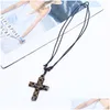 Hänge halsband gamla Jesus kors halsband justerbar lång kedjeharts hänge för kvinnor män mode smycken gåva smycken halsband p dhi1u