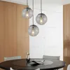 Lampe suspendue Globe en verre, noir, or, argent, métal, Loft, café, hôtel, ambre clair, fumée, lustre de plafond suspendu