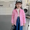 Jaquetas meninos meninas outono inverno jaqueta de lã engrossar crianças outerwear rosa verde térmico zíper casaco roupas infantis