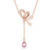 Ожерелье Swarovskis, дизайнерские драгоценности, оригинальное качество, ожерелье с бантом и кисточкой для женщин с использованием кристаллов, маленькое сердце, шелковая цепочка с бантом для женщин
