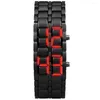 Montres-bracelets Mode Hommes Montre Hommes Montres Plein Métal Numérique Poignet Rouge LED Samouraï Pour Garçon Sport Simple Relogio Masculino