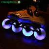 Skate Accessories 4pc 90A Rainbow 72mm 76mm 80mm Flash Roller LED Light PU Inline Glid Plate Rotating 231011
