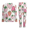 Mäns sömnkläder Pinky Fresh Strawberry Pyjamas Autumn 2 Piece Sweet Romantic Pyjama sätter män långärmad casual grafisk nattkläder stor storlek