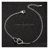 Braccialetti con ciondoli Bracciale in acciaio inossidabile Romantico doppio collegamento Nuovi braccialetti a cuore Braccialetti per le donne Regalo di fidanzamento di San Valentino Je Dhk9V