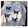 Kvinnors T-skjortor Herr-t-shirt Butterfly Print Short Sleeve Femme Summer 2023 Top Gothic Casual Overdized Tee Vintage Tops