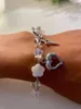 Gliederarmbänder Y2K Passendes Armband Nova Blau Weiß Perle Gothic Charm Edgy Schmuck Geschenke Winter Stern Perlen