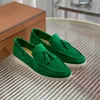 Klädskor loafers 100% läder kvinnor platt autentisk kohud casual sko runda tå klassiska bilder loafers mens tryckta med låda