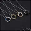 Pendant Necklaces Stainless Steel Three Rings Pendant Necklace Gold Ring Crystal Necklaces For Women Men Fashion Jewelry Will And Sand Dhph6