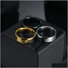 Bagues noires en acier inoxydable pour femmes, bague de mariage pour hommes, bijoux largeur 6 mm Dhgarden Ot5Sy