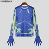 Męskie koszule T-Koszulka Męska koszulka Mesh O-Neck Long Rleeve Rękawice Ubranie Streetwear Transparent 2023 Fitness Camisetas Inderun S-5xl