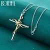 Pendentif Colliers Doteffil 925 Sterling Silver Gold Cross Collier 18 30 pouces Chaîne pour femme Homme Mode Mariage Engagement Party Bijoux 231011