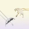 Hiphop Paraplu Zirkoon Hanger ketting voor mannen gouden legering strass luxe Cubaanse ketting mode jewelr292g2560292