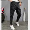 Jeans pour hommes Nouveau pantalon cargo homme haute rue hip-hop personnalité tendance salopette pantalons décontractés jean homme pantalon baggy pantalon ajusté y2kL231011