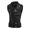 Gilets pour hommes TPJB Fashion Street Vestes PU Gilet en cuir Slim Fit Punk Multi Zipper Manteau court Noir Rouge