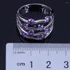 Cluster Rings Gallant Purple Cubic Zirconia Silver Plated Ring V0559